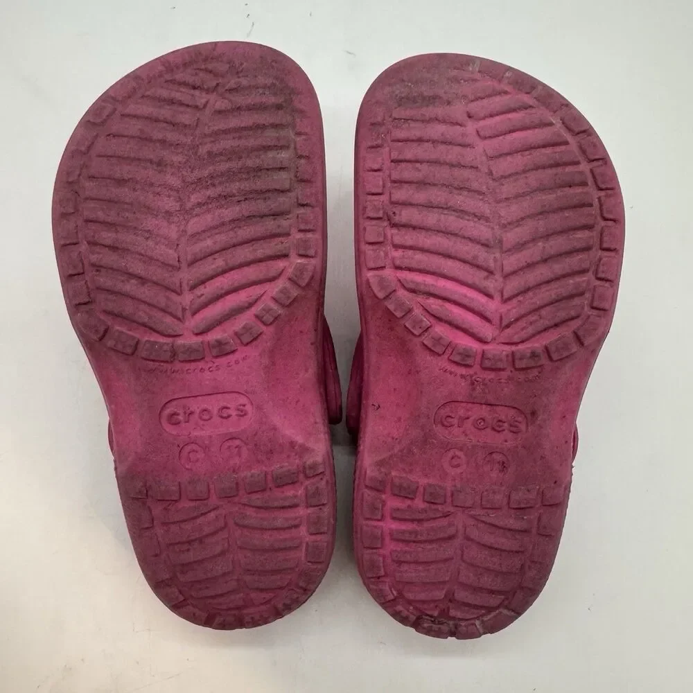 Crocs Iconic Comfort Hot Pink Clogs Girl's C 11 Beachcore Water Sandals Jibbitz
